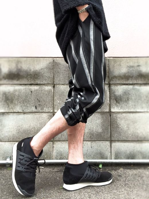 VOO Long Long Night Pants / BLK×WHT stripe