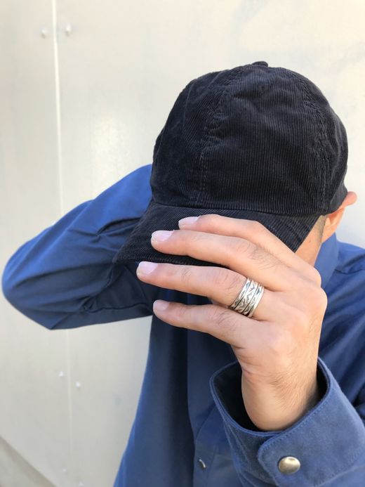 ANACHRONORM Corduroy Leather Buckle Cap / black