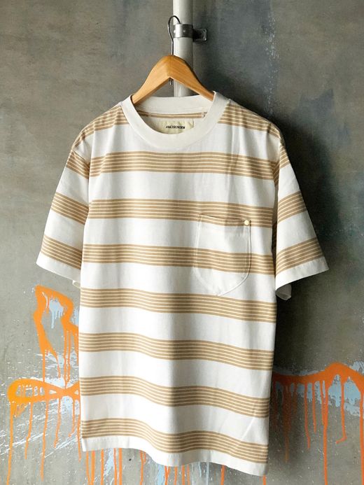 ANACHRONORM AN026 / BORDER CREW NECK S/S T-S / BE×WHT