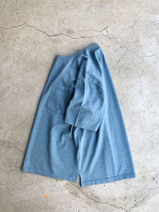 ROTOTO R7006 / MELANGE COTTON POCKET KNIT S/S / BLUE