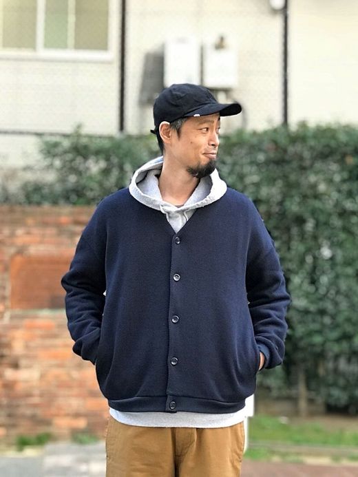 Spinner Bait 212LK / ローゲージストレッチカノコWフェイスカーディガン / ネイビー