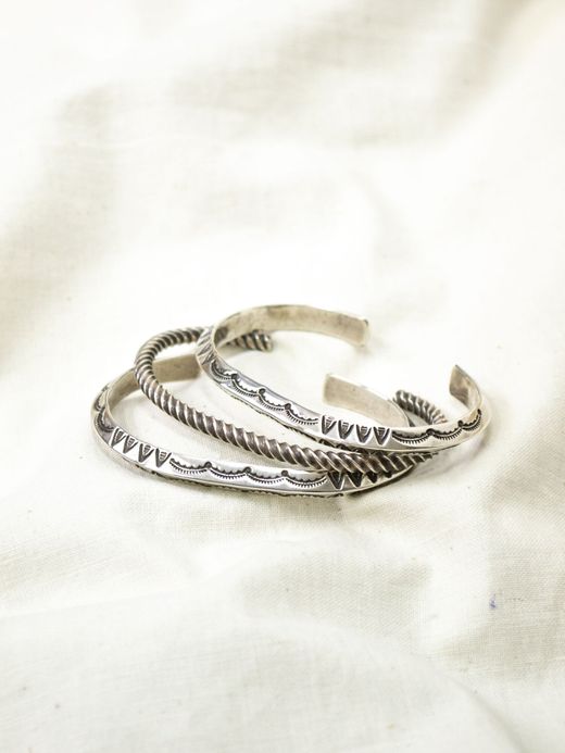 Indian Jewelry WILSON JIM 3ROWS SILVER BANGLE