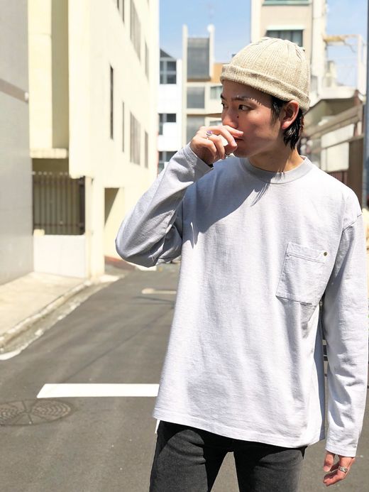 ANACHRONORM Sulfur Dye L/S Pocket T-S / silver gray