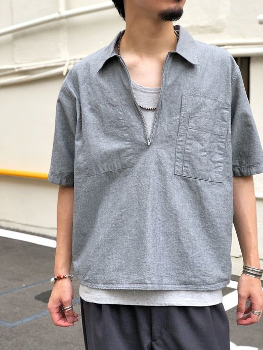 remilla プルデクト五分シャツ / GRY.MK