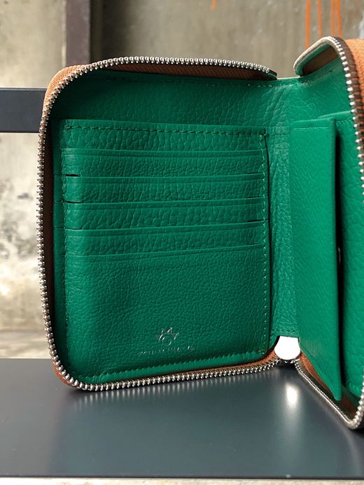 TSUNAIHAIYA BRINCADEIRA ROUND ZIP SHORT WALLET / CAMEL GREEN 