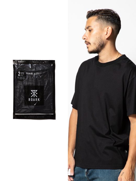 ROARK REVIVAL RTJPK700 / REUSE 2PACK S/S TEE - 抗菌防臭 / BLACK/BLACK