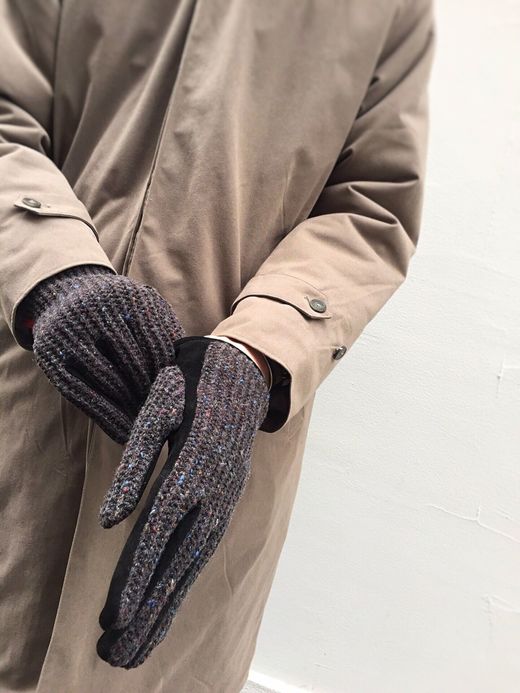 ANACHRONORM Suede Knit Mix Glove / black