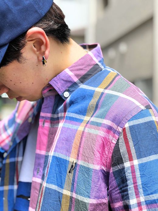  Monsarrat B/Dシャツ(マドラス) / ピンク/ブルー