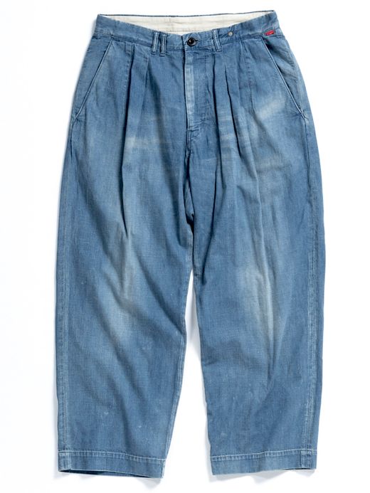 ANACHRONORM AN108-W1 / DENIM TUCK WIDE TROUSERS / Lt.INDIGO