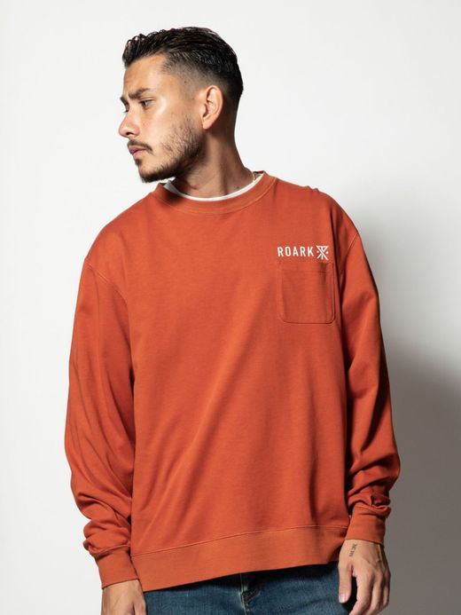 ROARK REVIVAL RLTJHW701 / "LOGO" 9.3oz H/W L/S POCKET TEE / TERRACOTTA