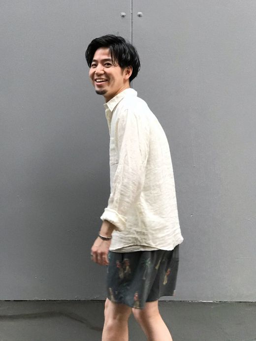 Spinner Bait 302LG / グランジウォッシュリネンラモスシャツ / ホワイト