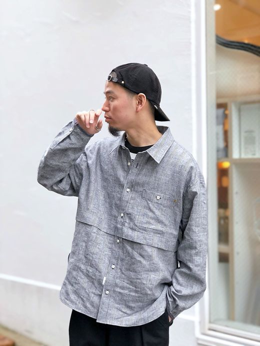 ANACHRONORM AN020 / CHECK RE SIZE SHIRT L/S / WHITE