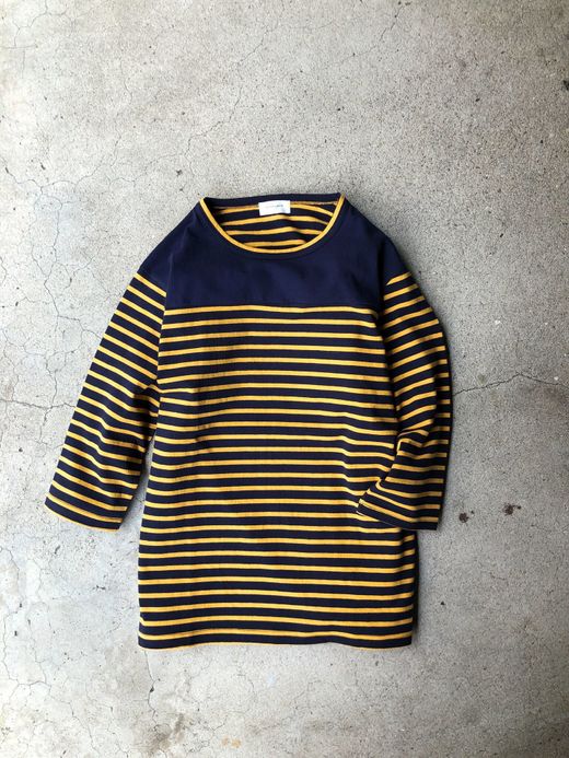 Spinner Bait アメリカンヴィンテージボーダーフットボールTee七分袖 / ネイビー/オーカー