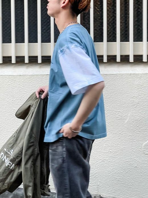 ANACHRONORM AN069 / SLEEVE TIE DYE T-SHIRT / SAX