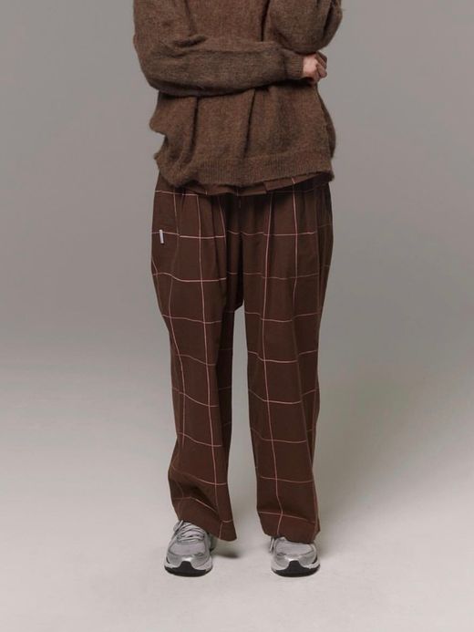S.F.C SFCFW21P03 / WIDE PANTS (CHECK) / CHOCOLATE/PINK CHECK