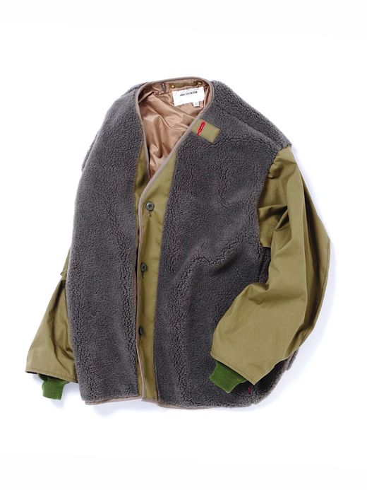 ANACHRONORM AN084 / BOA NO-COLLAR JACKET / OLIVE | FLATBUSH