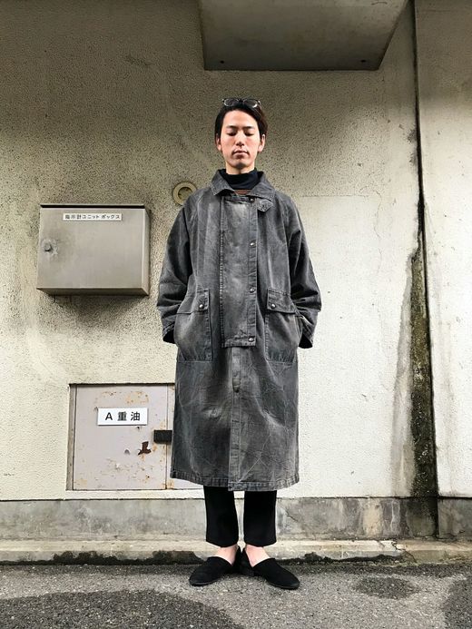 ANACHRONORM Damaged Twill Cowboy Coat / black