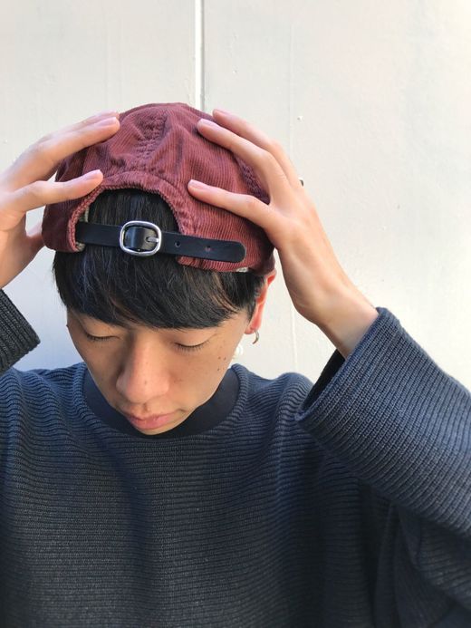 ANACHRONORM Corduroy Leather Buckle Cap / azuki