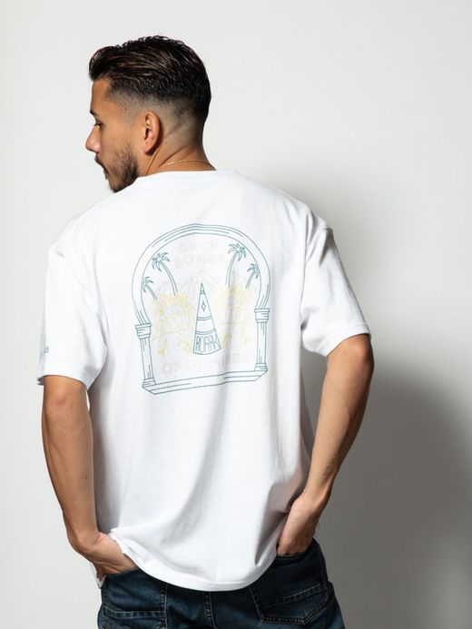 ROARK REVIVAL RTJC700 / "OPEN ROADS OPEN MINDS" TEE / WHITE