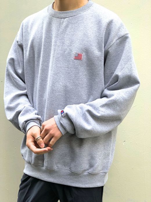 FLATBUSH Select American Flag Patch Crew SW / H.grey