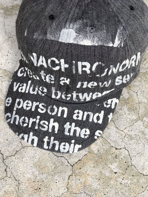 ANACHRONORM ANDC060 / STENCIL LEATHER BACKLE CAP / BLACK BLEACH