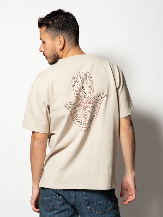 ROARK REVIVAL RTJC722 / "OPEN ROADS OPEN MINDS" TEE / BEIGE