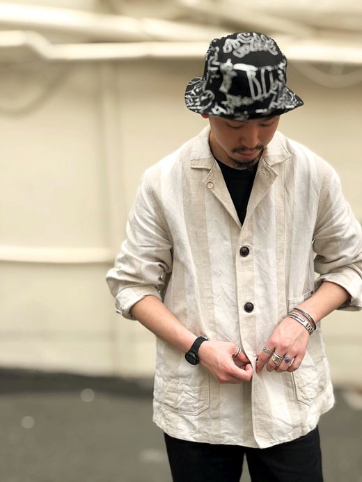 ANACHRONORM ANA351 / STRIPE WORK LAPEL JK / OFF WHITE