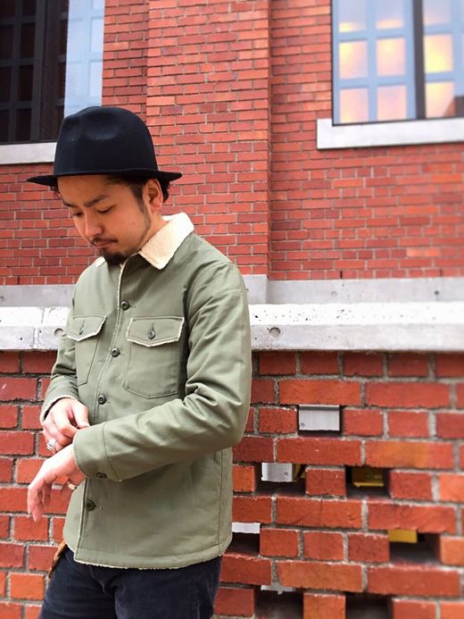 LIFT UP Boa × Back Satin Army Shirts / olive drab