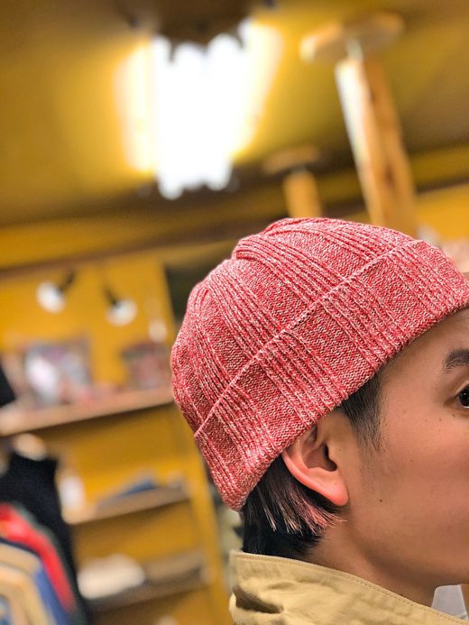 ROTOTO Mixed Silk Cotton Beanie / red