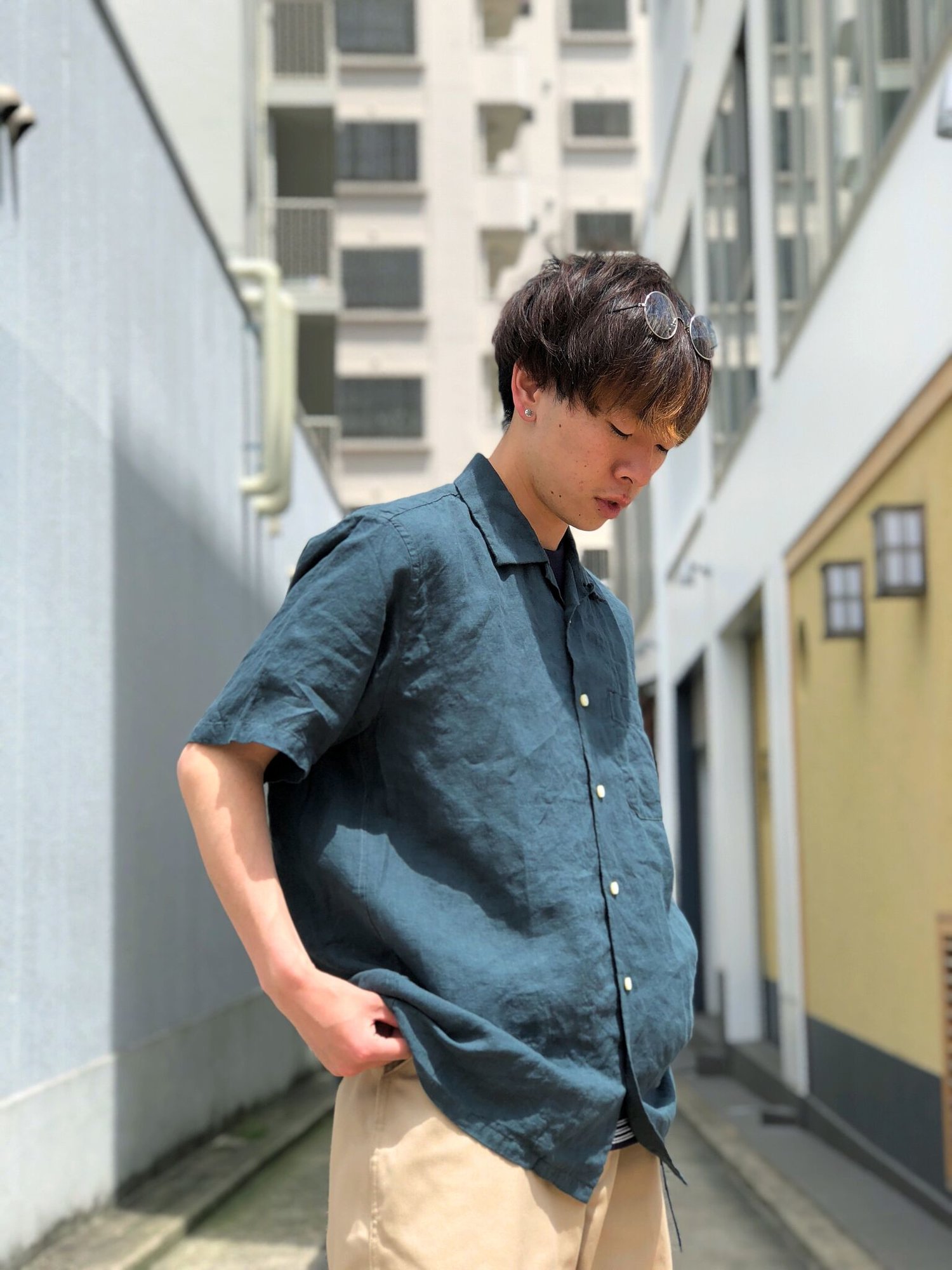 CAMPHOR WOOD 24SS ジャンプスーツ 半袖 オープンカラー CAMPHOR WOOD 24SS ジャンプスーツ 半袖 オープンカラー