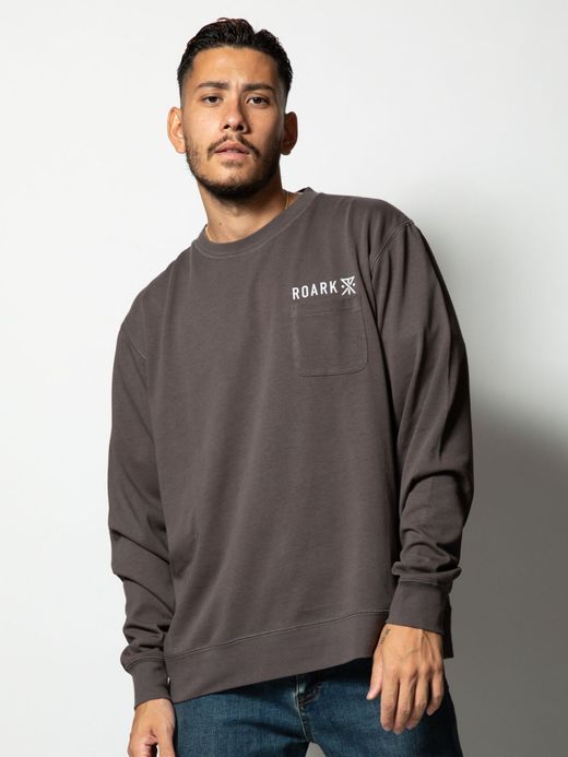 ROARK REVIVAL RLTJHW701 / "LOGO" 9.3oz H/W L/S POCKET TEE / BLACK