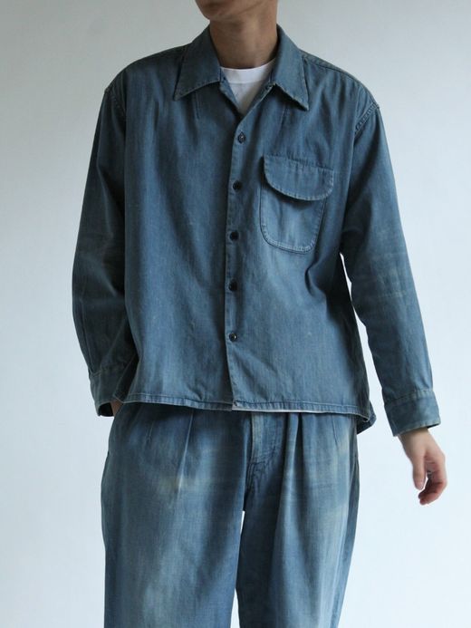 ANACHRONORM AN109-W1 / DENIM TUCK OPEN COLLAR SHIRT / Lt.INDIGO