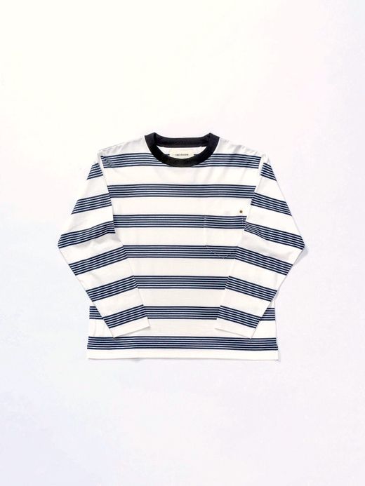 ANACHRONORM AN021 / BORDER CREW NECK L/S T-S / NV×BLK