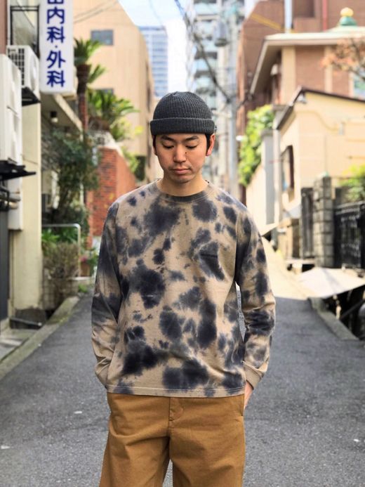 ANACHRONORM AN067 / PIGMENT TIE DYE LS T-SHIRT / BLACK