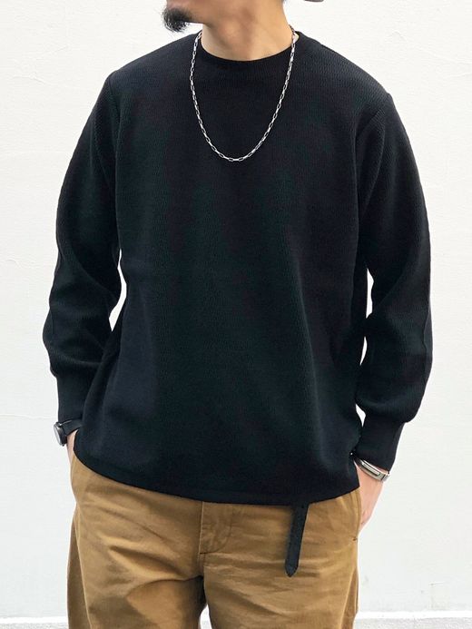 ROTOTO R7001 / COTTON THERMAL L/S KNIT / BLACK