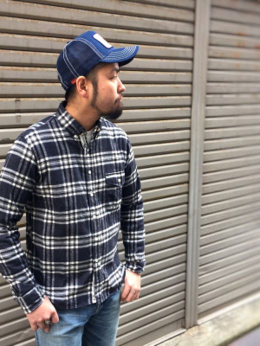  シャギーノマディックBDシャツ / ブラック×オフ