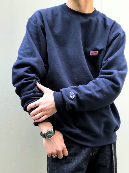 FLATBUSH Select American Flag Patch Crew SW / navy