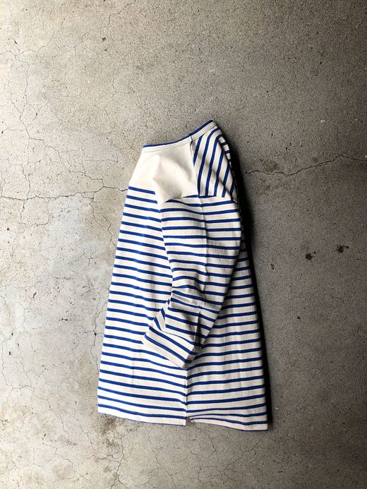 Spinner Bait アメリカンヴィンテージボーダーフットボールTee七分袖 / ブルー/生成り