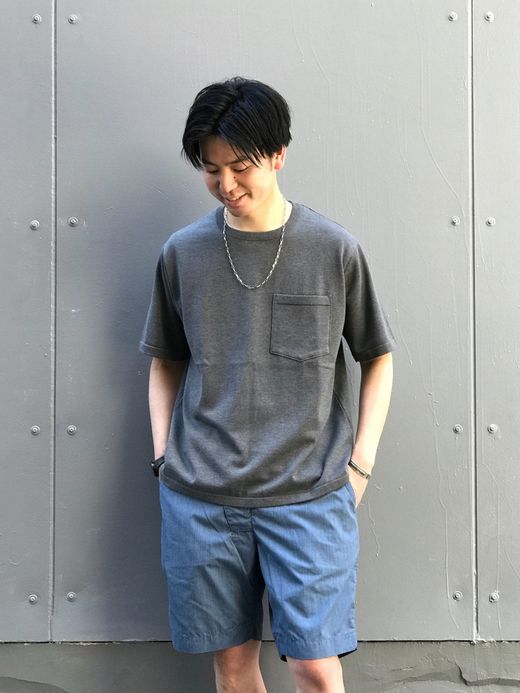 ROTOTO R7006 / MELANGE COTTON POCKET KNIT S/S / D.GRAY