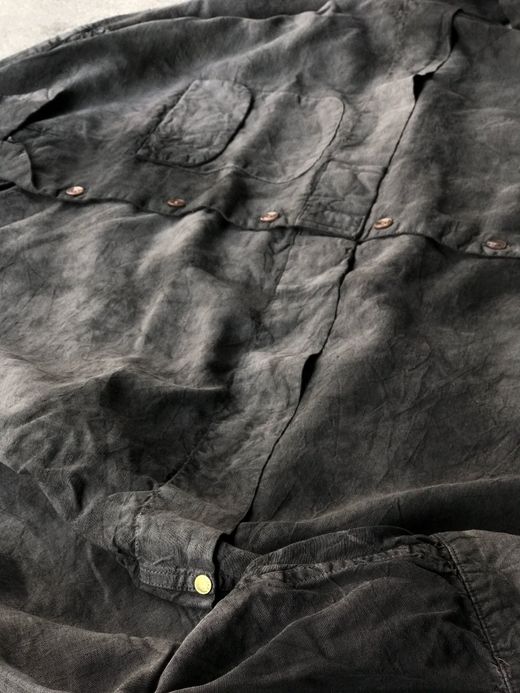 ANACHRONORM AN059 / RF TIE DYE L/S RESIZE OPEN COLLAR SHIRT / BLACK