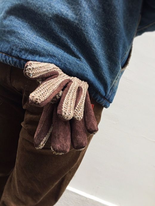 ANACHRONORM Suede Knit Mix Glove / gray