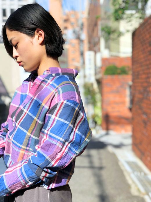  Monsarrat B/Dシャツ(マドラス) / ピンク/ブルー