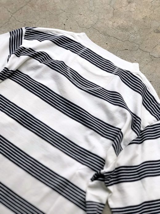 ANACHRONORM AN026 / BORDER CREW NECK S/S T-S / NV×WHT