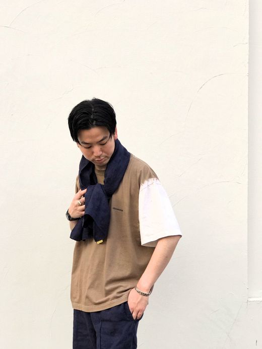  MP-20SP016 / LINEN JACQUARD STOLE / ネイビー
