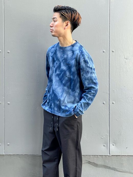ANACHRONORM AN111 / BLEACHING TIE DYE L/S T-S / Dk.INDIGO