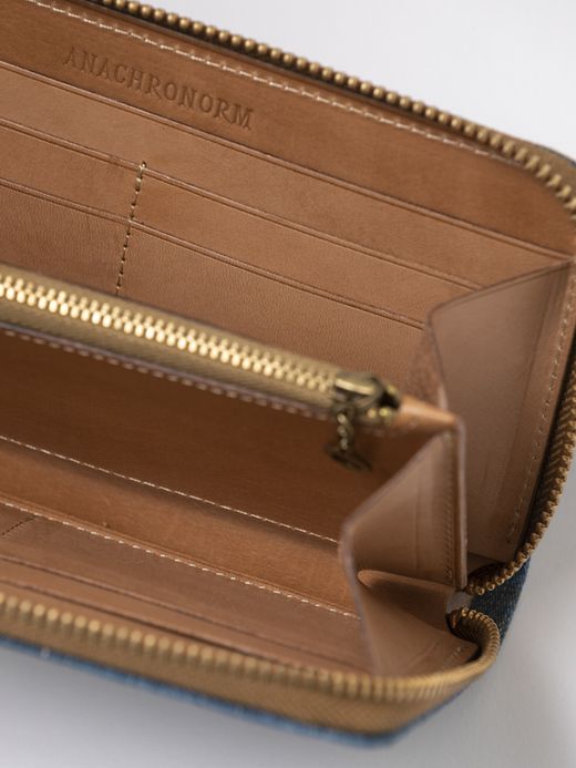 ANACHRONORM ANBB036 / DAMAGED DENIM LONG WALLET / INDIGO×NATURAL