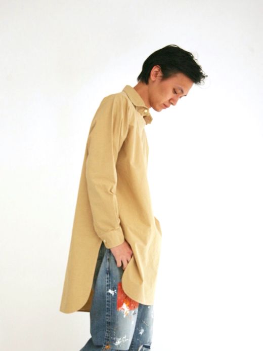 ANACHRONORM AN017 / BOAT NECK LONG SHIRT / LIGHT BEIGE