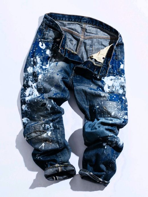 ANACHRONORM AN070 / PAINT REMAKE DENIM PANTS / INDIGO