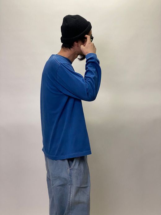 ANACHRONORM AN112-IND / INDIGO EMBROID L/S T-S / Lt.INDIGO