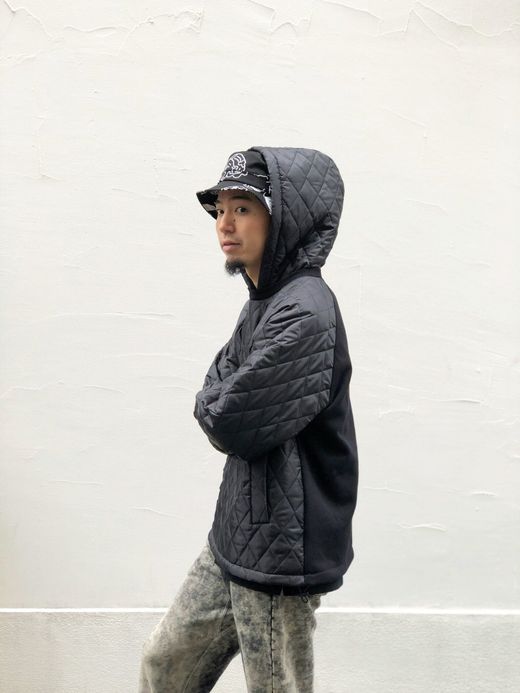 VOO VOO-950 / QUILT HOODY / BLACK